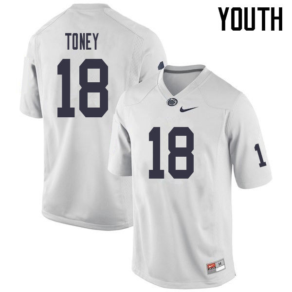 NCAA Nike Youth Penn State Nittany Lions Shaka Toney #18 College Football Authentic White Stitched Jersey XKB7398XG